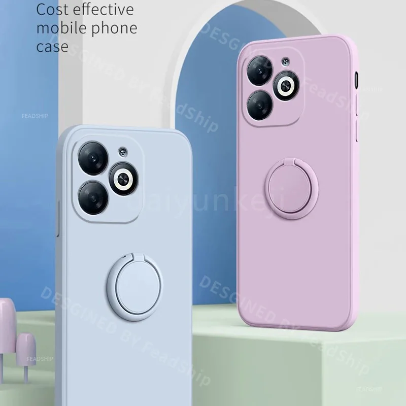 Funda de teléfono de silicona para Infinix Smart 8, funda protectora suave para Infinix Hot 40i Spark20 con anillo de soporte, película de pantalla X6525 - imagen 2