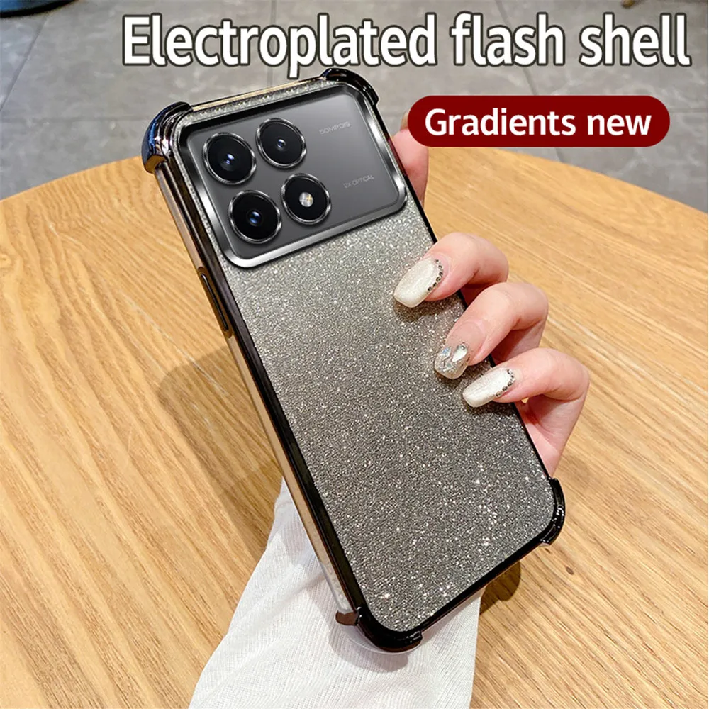 Funda de teléfono transparente a prueba de golpes, cubierta de silicona suave con purpurina para Xiaomi Mi Poco M6 Pro 4G X5 X3 X6 Pro X3 NFC C65 13T 12T Pro - imagen 5