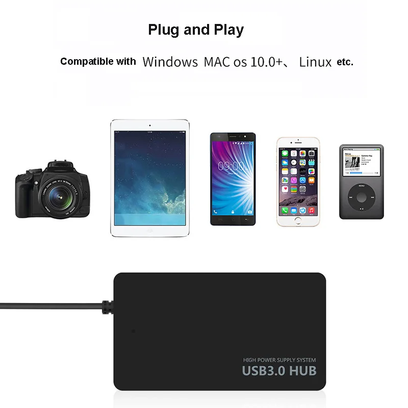 HUB USB 3,0 2,0 de 4 puertos, convertidor extensor USB tipo C fino, concentrador de transferencia de datos para PC, adaptador para ordenador portátil, expansor de base de carga múltiple - imagen 5