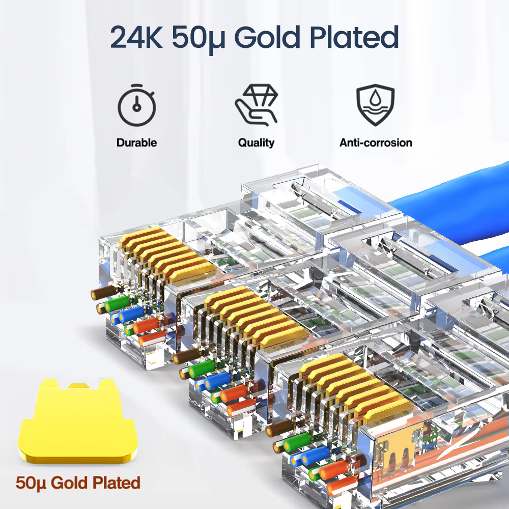 Conector RJ45 AMPCOM CAT7/CAT6 - Chapado Oro 8P8C - imagen 5