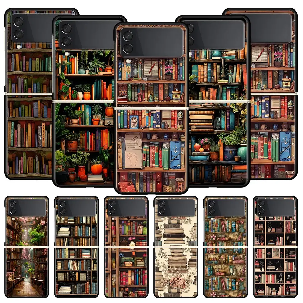 Leer libros ilustración funda de teléfono para Samsung Galaxy Z Flip3 Flip4 Flip5 funda Shell para Z Flip 3 4 5 6 cubierta plegable dura negra