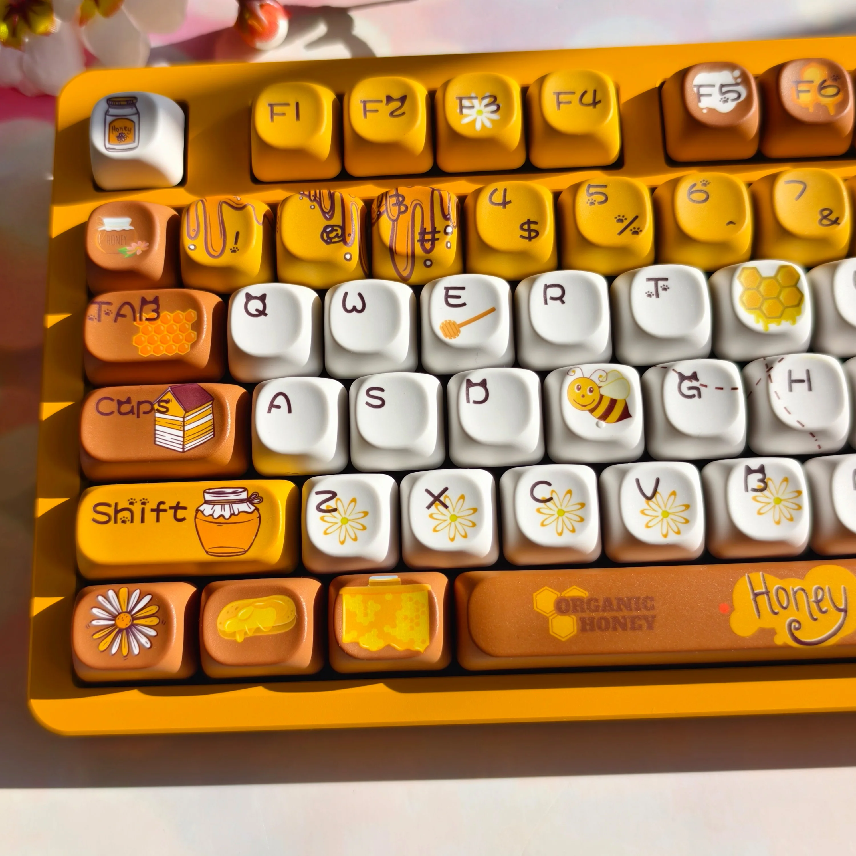 Honey Brewing Time Keycap Cherry Xda Moa lindo amarillo otoño abeja 129 teclas Keycap Set para DIY Aula F75 F87 F99 - imagen 2