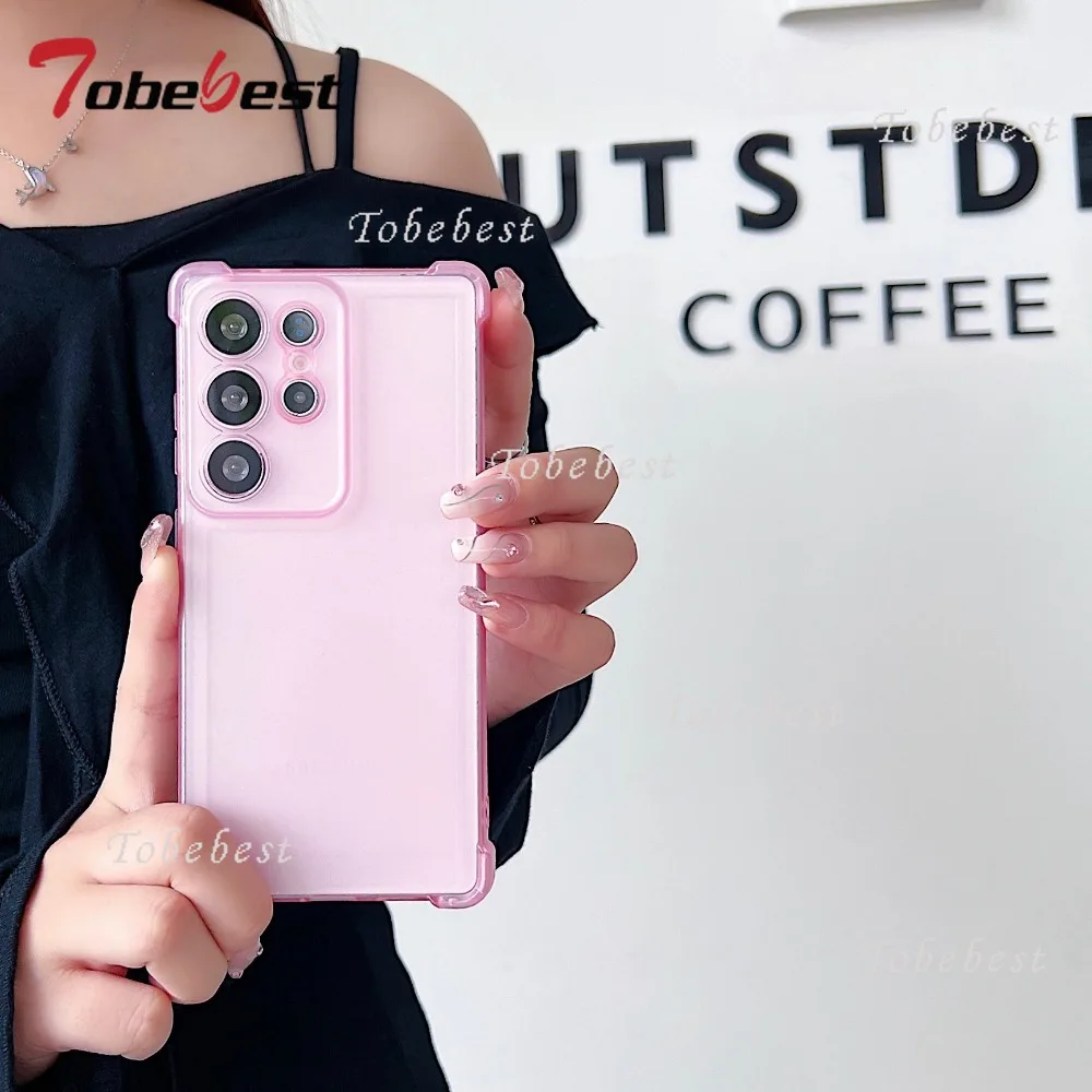 Funda suave de silicona mate de Color caramelo para Samsung Galaxy S25 S24 S23 S22 Ultra Plus S21 S20 FE, funda trasera transparente a prueba de golpes - imagen 5