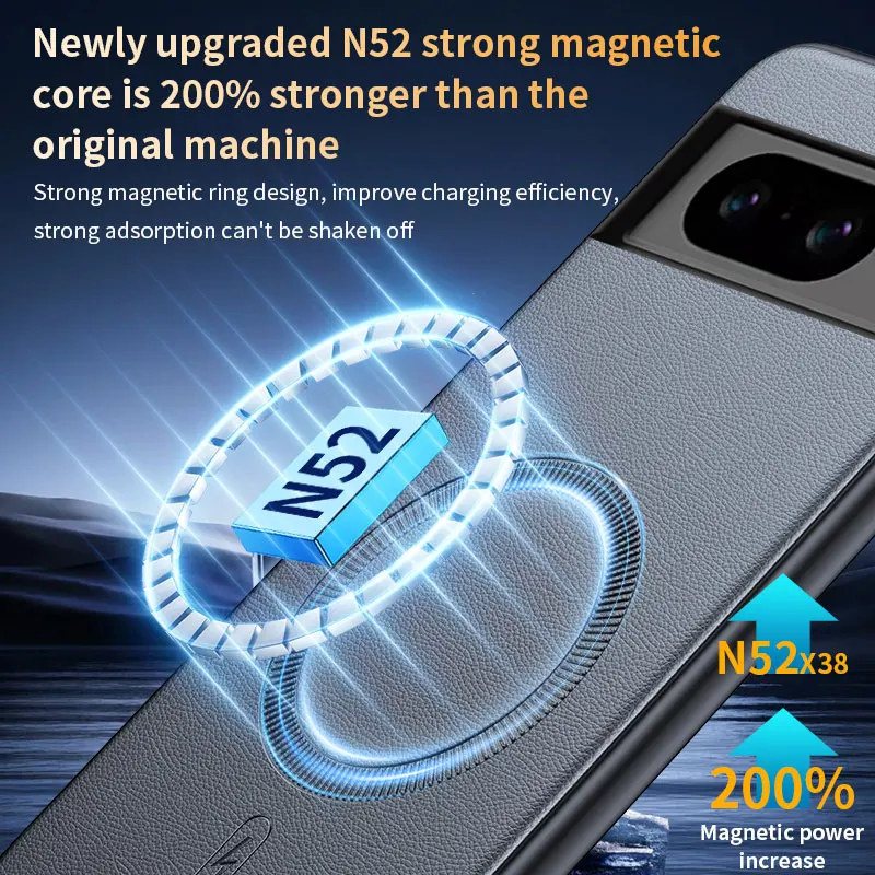 Para Pixel 8 funda protectora de cuero magnética para Google Pixel 8 antihuellas antideslizante PC + TPU - imagen 5