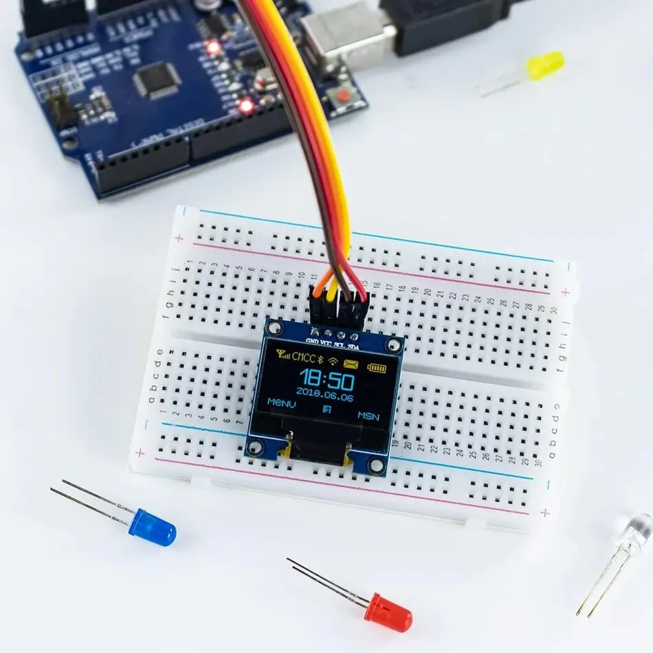 Módulo de pantalla OLED de 0,96 pulgadas para Arduino, I2C, IIC, 128x64, ss-d-1306, 3,3 V-5V, azul/azul, amarillo/blanco, ESP32, ESP8266 - imagen 3