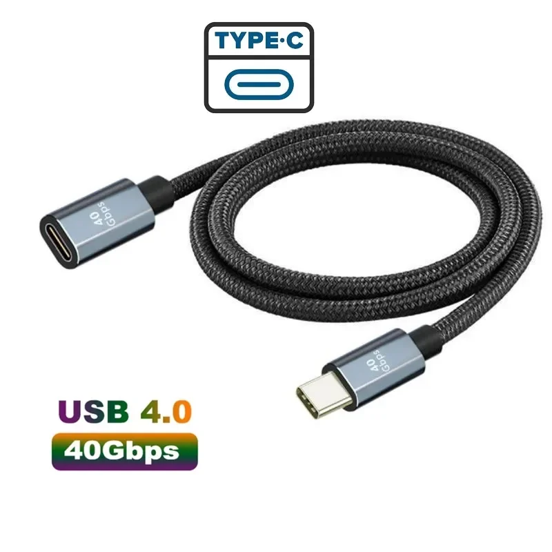 Cable de extensión USB 4 Thunderbolt 4 3 tipo C 40Gbps USB-C Monitor macho a hembra PD 100W 8K estación de acoplamiento de vídeo Cable de extensión USB4 - imagen 5