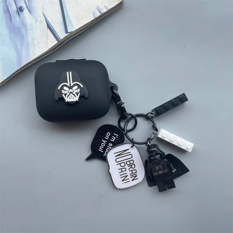 Funda blanda de silicona con dibujos animados en blanco y negro para Redmi Buds 6, funda protectora activa para auriculares Redmi Buds 4 Active con llavero - imagen 3