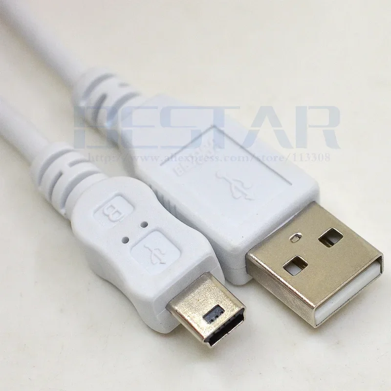 Cable Mini USB de 0,2 M, USB 2,0 A macho a Mini 5 pines B, Cable de carga de sincronización de datos blanco para reproductor MP3, cámara de disco duro, Mini altavoz - imagen 2