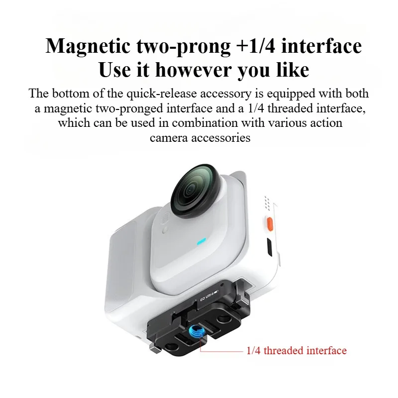 Adaptador de liberación rápida Ultra magnético para Insta360 Go, Base de montaje plegable de doble garra, soporte de extensión, accesorios de cámara - imagen 2