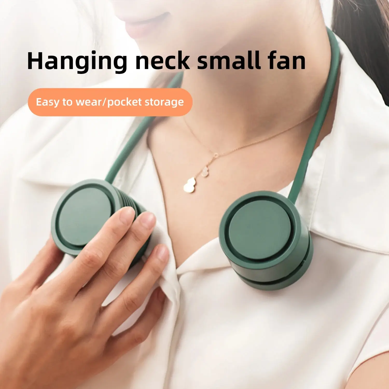 Mini ventilador portátil USB para exteriores, ventilador frío manos libres para cuello, colgante, recargable, deportivo, 3 velocidades, ajustable