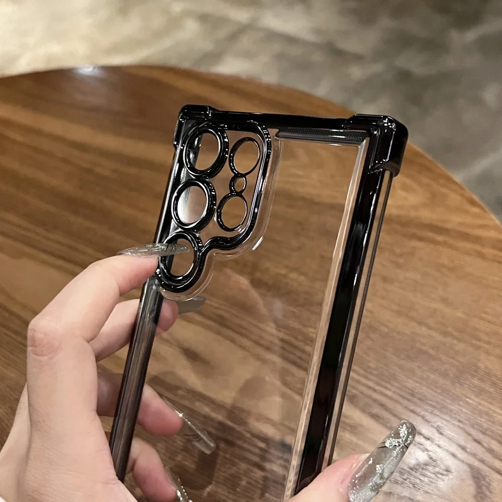 Funda transparente con armadura chapada para Samsung S25 Ultra S24FE S23 FE S22 Plus A54 A53 A55 A34 A35 A25 5G, cubierta acrílica a prueba de golpes - imagen 4