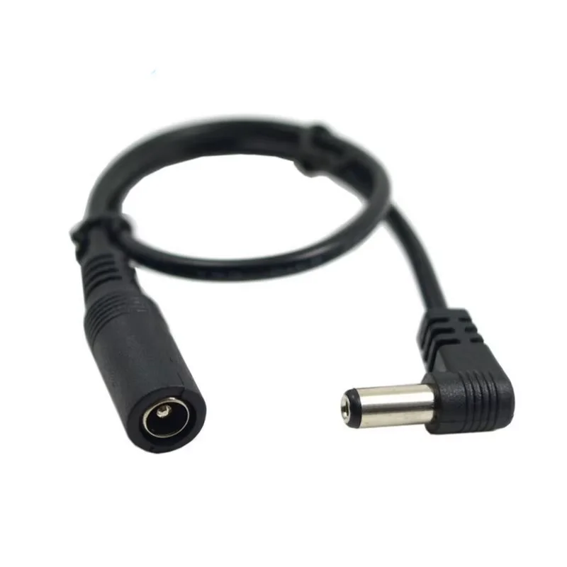 (10 unids/lote) Cable de alimentación de extensión macho a hembra DC 5,5*2,1mm ángulo recto de 90 grados 30cm 1 pies