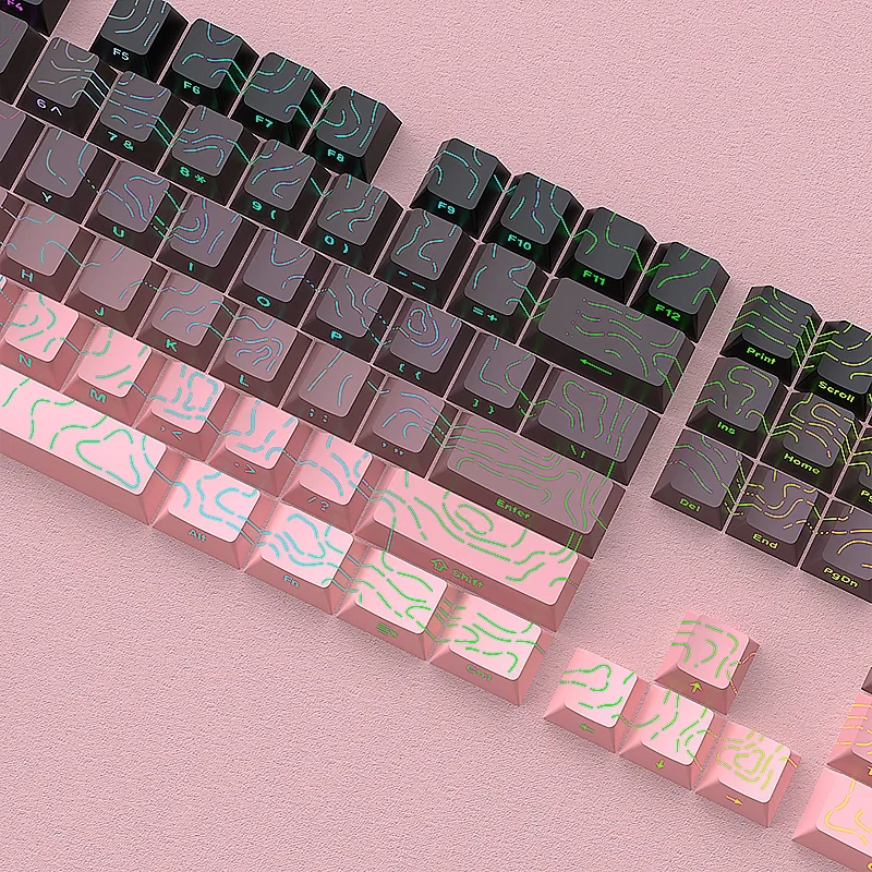 130 teclas Blackberry contorno línea lateral grabado teclado tapa cereza perfil transmisión de luz PBT sublimación de cinco lados - imagen 5