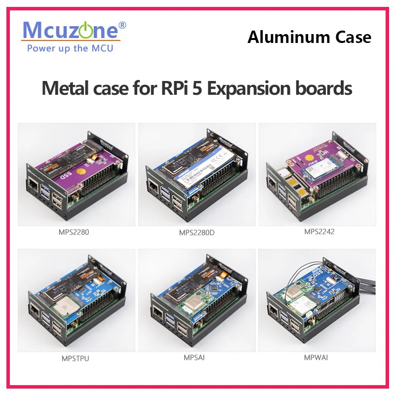 Caja de aluminio Raspberry Pi 5, compatible con RPi5 con MPS2280, MPS2242, MPS2280D, MPSAI, MPWAI, MPSTPU, MPW7, MPS2280-PoE - imagen 3