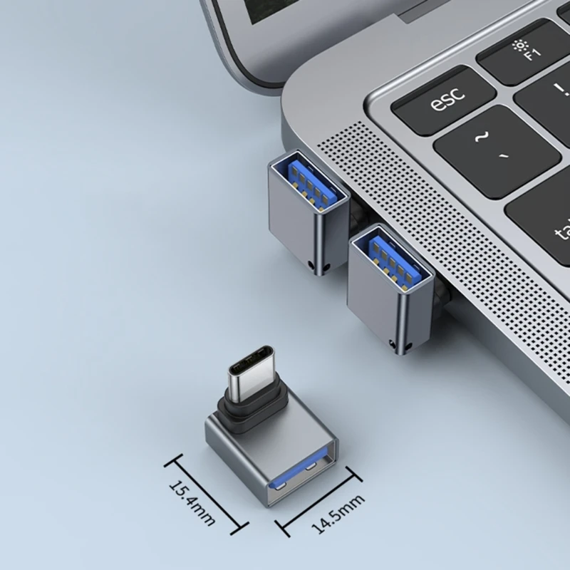 Adaptador USB 3,0 de ángulo recto de 90 grados, conector OTG hembra a tipo C macho, convertidor de extensión para teléfono portátil - imagen 2