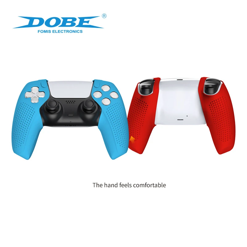 Un controlador de juego azul y rojo con la marca Dobe Dobe