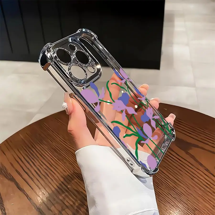 Funda transparente para Apple iPhone 16 15 14 Plus 16e 13 12 11 Pro Max 17 Air Lavender Flowers - imagen 3