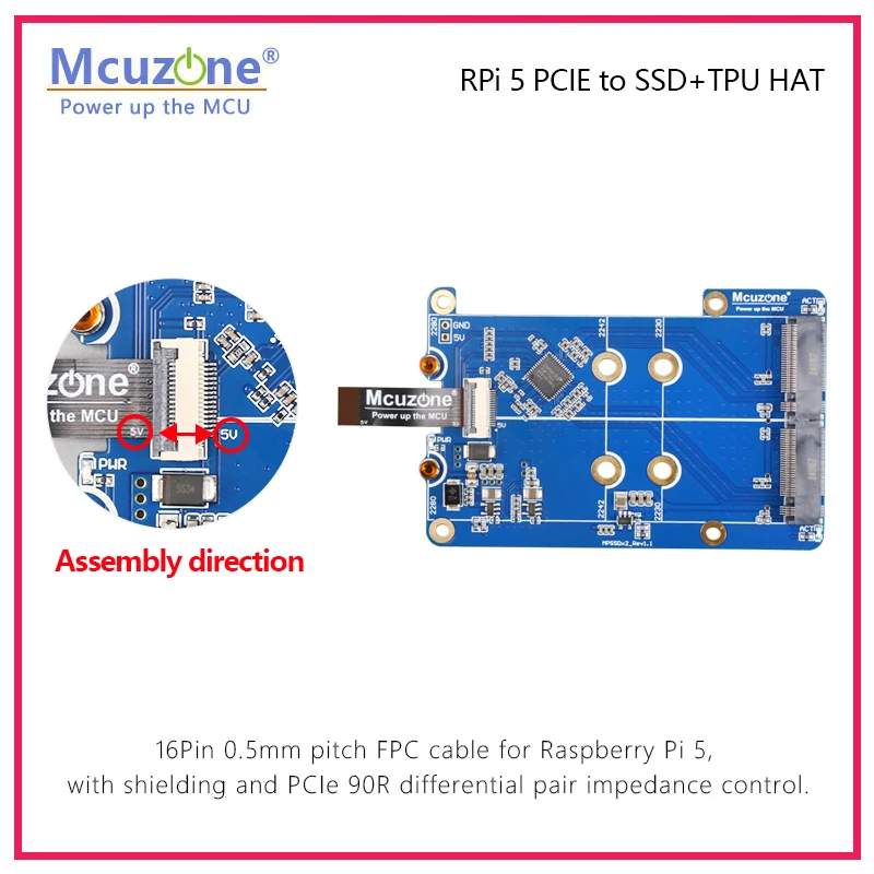 MPSTPU(M.2 M) Raspberry Pi 5 PCIE M.2 NVME SSD + TPU HAT compatible con SSD de tamaño 2230/2242/2280 y Google coral Edge TPU - imagen 4