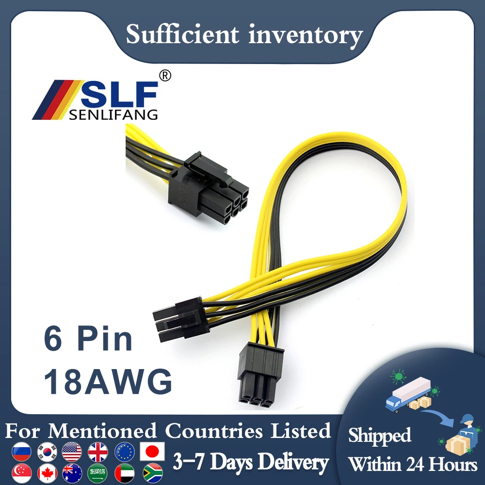 PCI Express PCIE 18AWG 6Pin macho a 6Pin macho tarjeta gráfica de vídeo Cable adaptador de corriente 2,5 CM - imagen 2