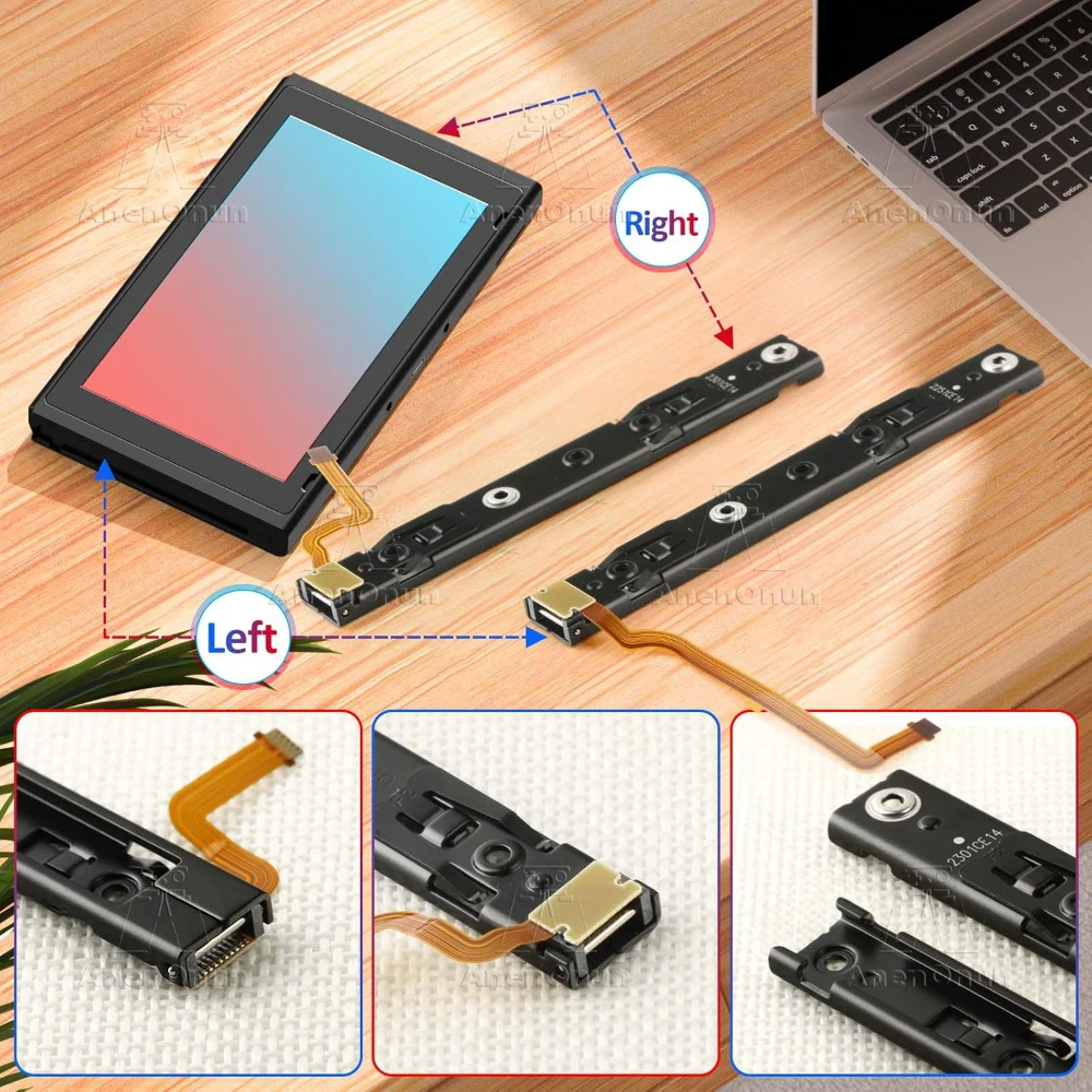Riel deslizante de consola para interruptor, Kit de repuesto Premium, consola con Sensor, Cable flexible, pista de Metal izquierda/derecha, piezas de reparación duraderas - imagen 3