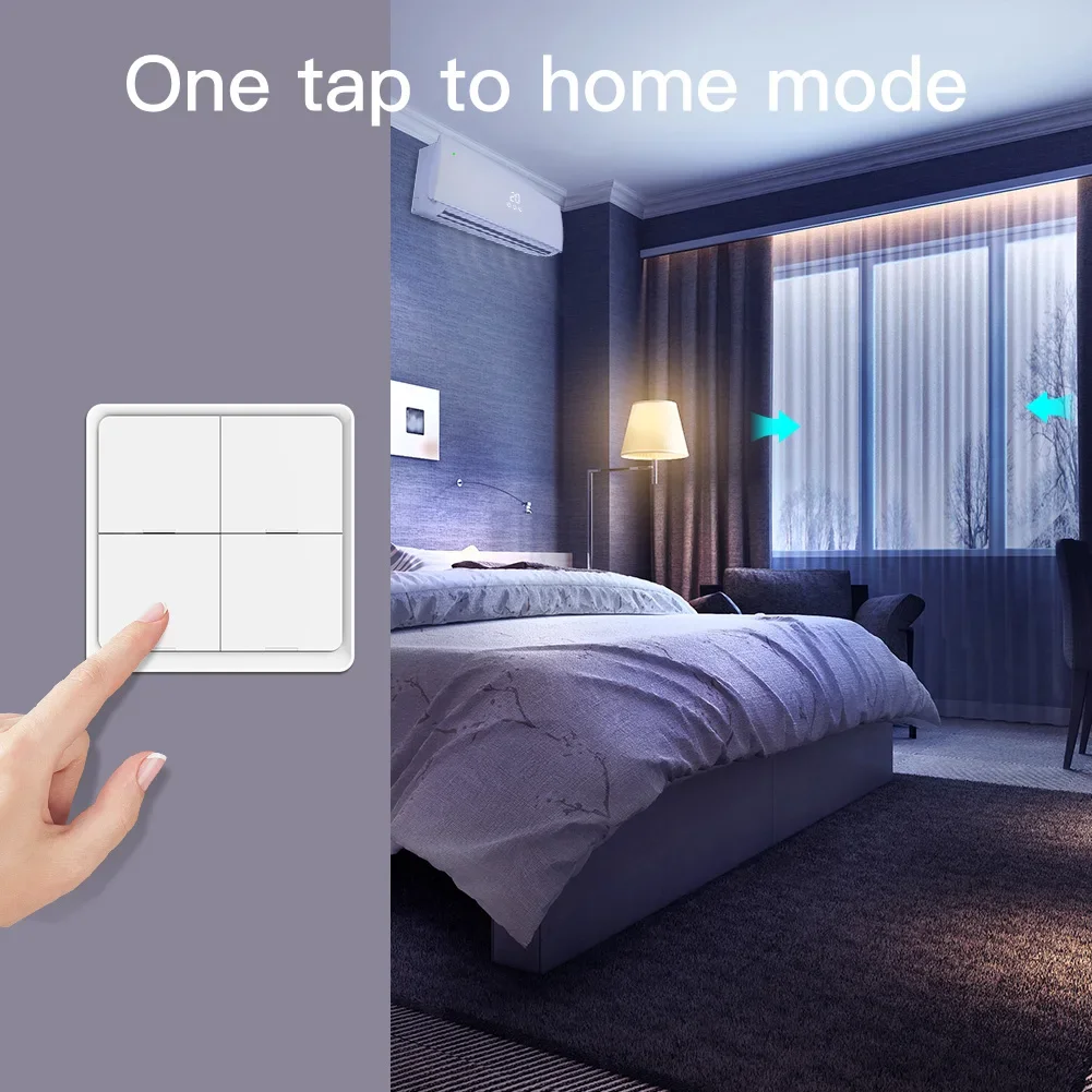 MOES 4 Gang Tuya ZigBee inalámbrico 12 interruptor de escena controlador de botón alimentado por batería escenario de automatización para dispositivos Tuya - imagen 5