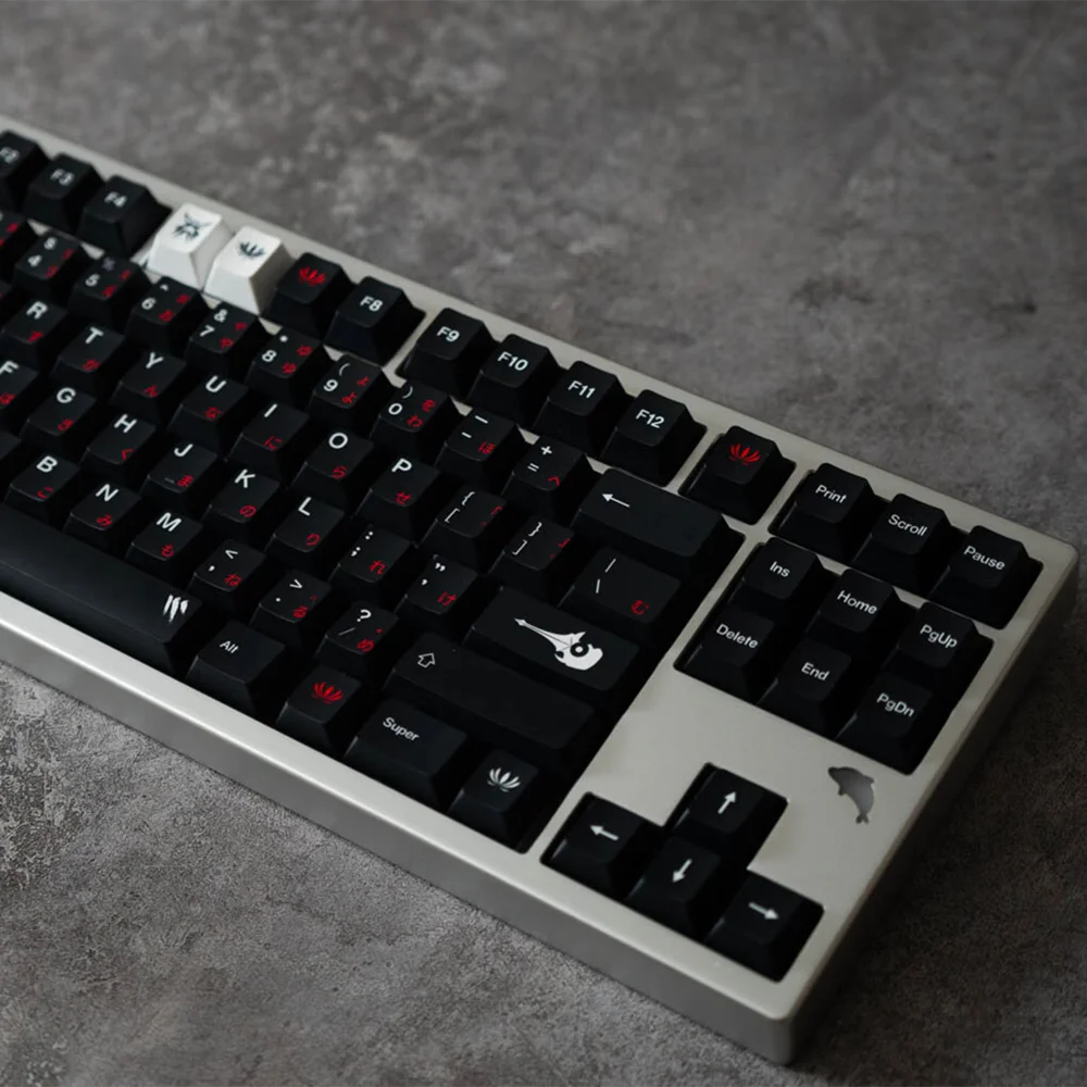 Teclas negras y rojas para Teclado mecánico de Gaming, conjunto de 142 teclas japonesas ISO Enter PBT DYE, sublimación, perfil de cereza - imagen 3