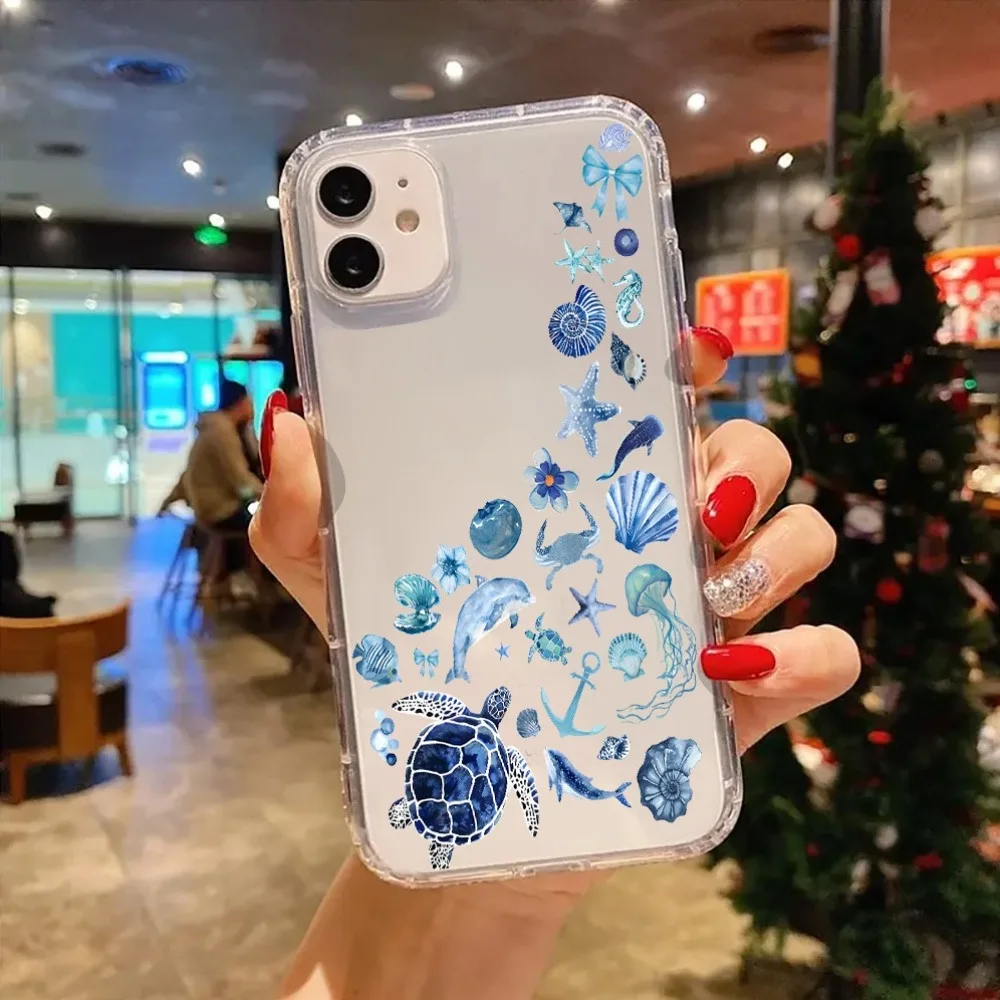 Para iPhone 16 15 14 Pro Max 13 12 11 Funda costera vaquera azul océano estético transparente para iPhone XS Max X XR 7 8 Plus Funda - imagen 5