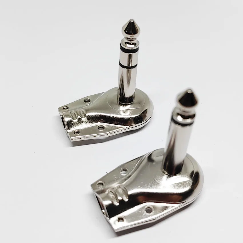 1 Uds oro plata 1/4 "6,35mm 6,5mm conector Mono/estéreo enchufe de ángulo recto plano macho Audio efectos de guitarra Pedal conector Phono - imagen 5