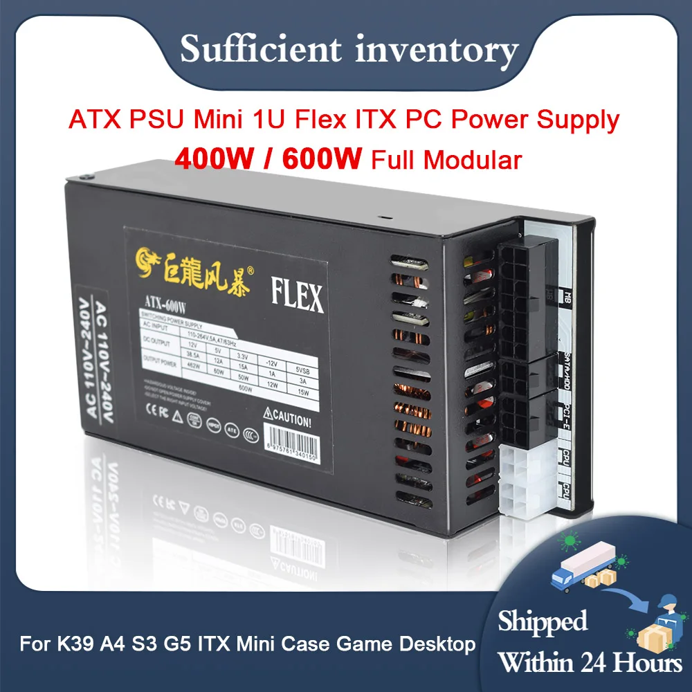 Nueva fuente de alimentación de PC 400W 600W Modular completo 1U Mini Flex ATX PSU para K39 A4 S3 G5 ITX Mini funda juego de escritorio 110-264V ENP-7660B
