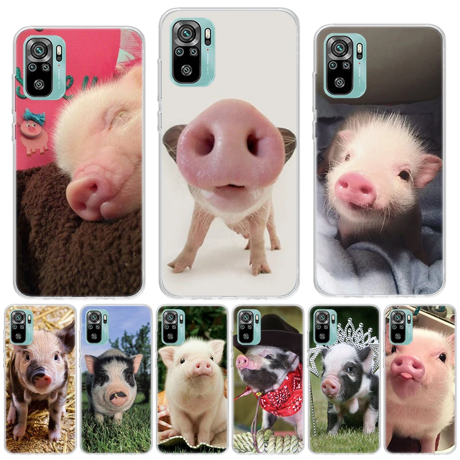 Mini mascota lindo cerdo silicona llamada teléfono caso para Xiaomi Redmi 12 12C 13 13C 14C 10 10A 10C 9 9A 9C 9T 8 8A 7 7A 6 6A K70 K60 K20 K4