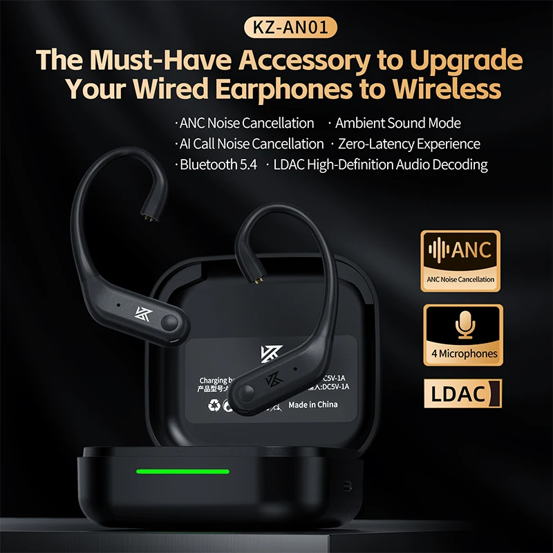 KZ AN01 Cable inalámbrico Bluetooth 5,4 gancho para la oreja con estuche de carga para KZ Castor PRO PR2 PR3 ZSXPRO ZVXPRO Krila - imagen 3