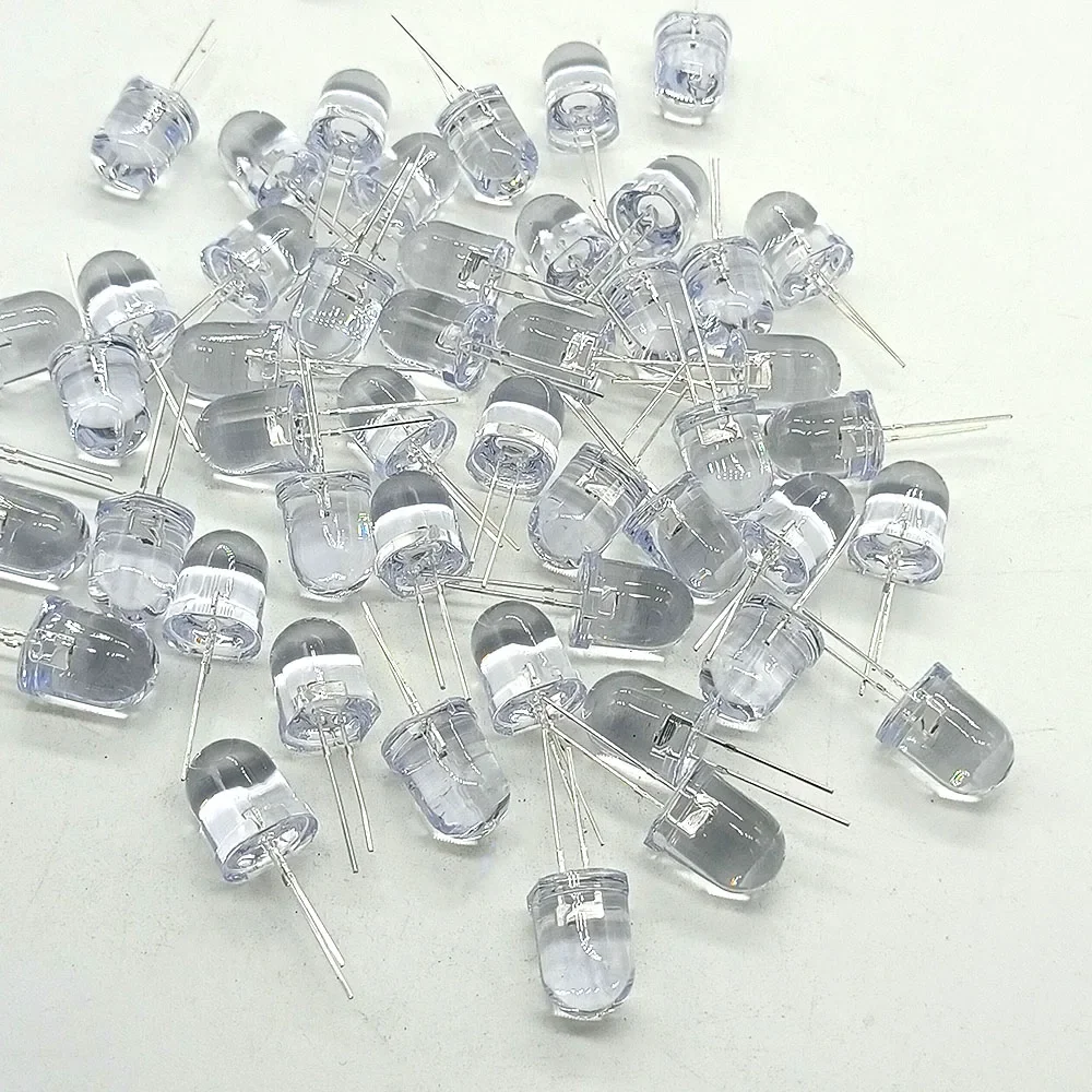 100 Uds F10 10mm LED 5 colores rojo azul amarillo verde blanco transparente 20mA 0,75 W lámpara de diodo emisor de luz LED redonda ultrabrillante - imagen 4