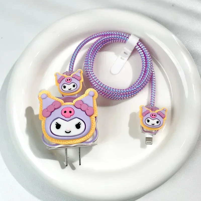 Lindo protector de cables de anime para Kuromi iPhone 18W/20W cubierta protectora del cargador organizador de gestión de cables de dibujos animados - imagen 4