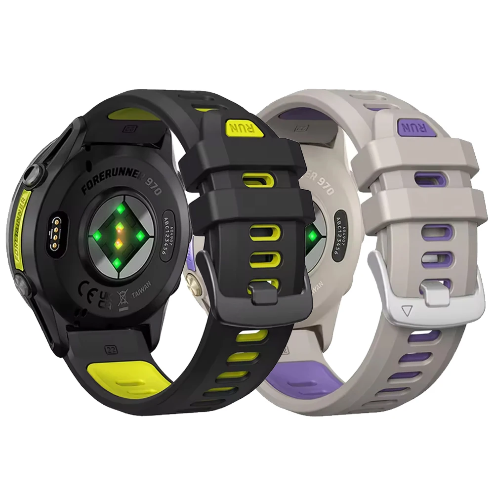 Correa deportiva oficial de silicona de 22mm para Garmin Forerunner 970 965 945, correa de repuesto para pulsera Garmin Forerunner 955 935 745 Run - imagen 2