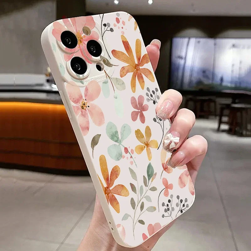 Funda de teléfono con estilo y flor de primavera para iPhone 17 16 15 14 13 12 11 Pro Max 16 15 Plus 16E 17 Air, funda de parachoques suave a prueba de golpes - imagen 5