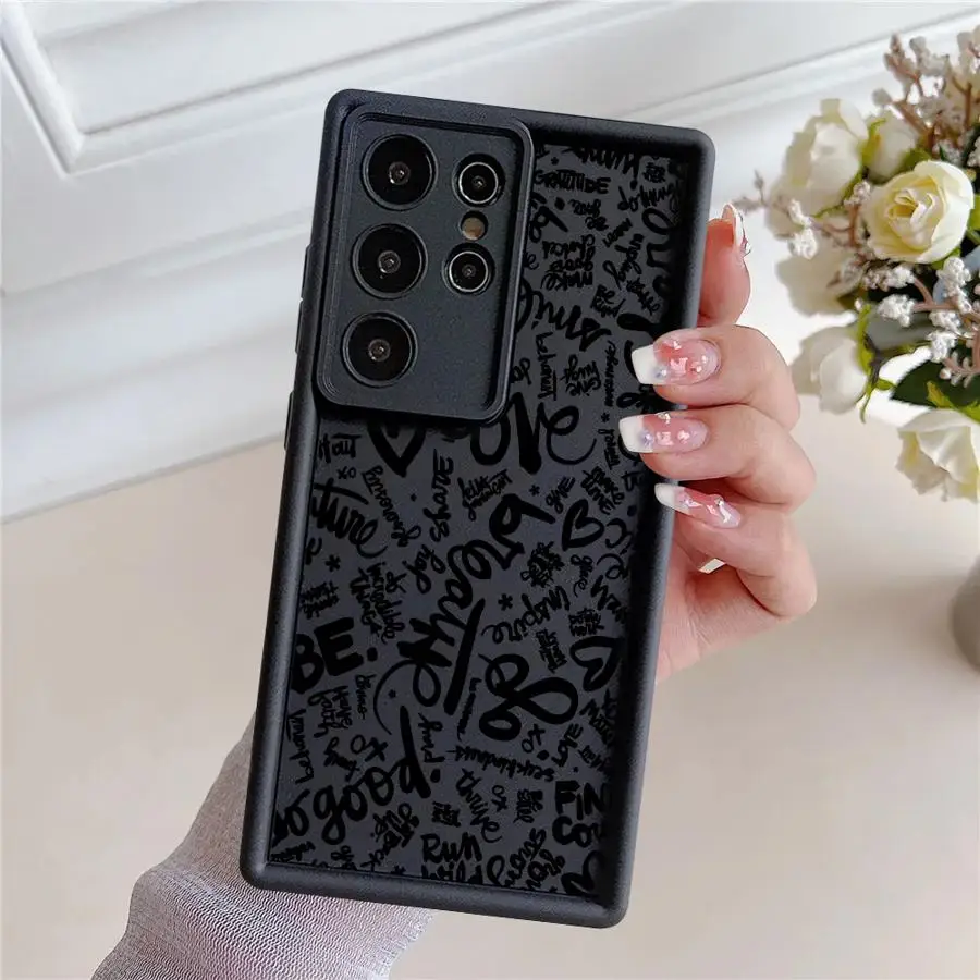 Funda con letras divertidas para Samsung Galaxy S23 S25 S21 S20 S22 S23 Plus Note 20 Ultra S24 FE S24 S25 funda Ultra suave - imagen 3
