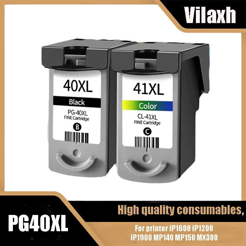 Vilaxh-cartucho de tinta para impresora, Compatible con PG40 CL41, canon PG 40 41 PG-40, iP1600, iP1200, iP1900, MP140, MP150, MX300