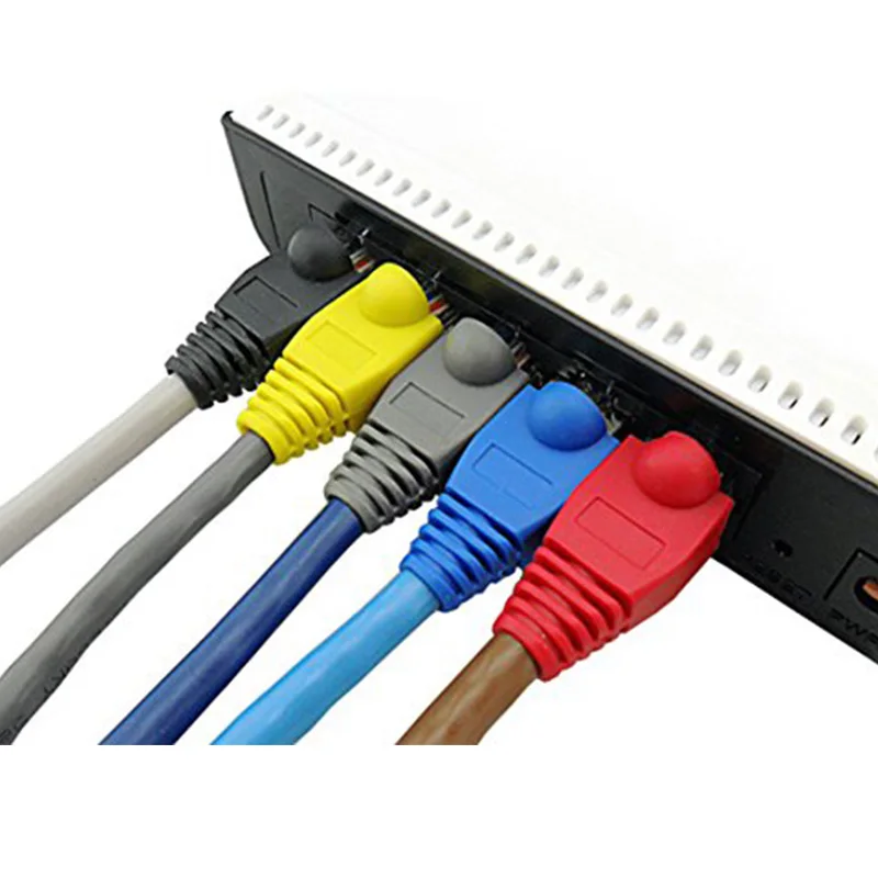 Venta caliente 100 Uds Color mezclado CAT5E CAT6 RJ45 Cable de red Ethernet botas de alivio de tensión Cable conector cubierta de enchufe - imagen 5