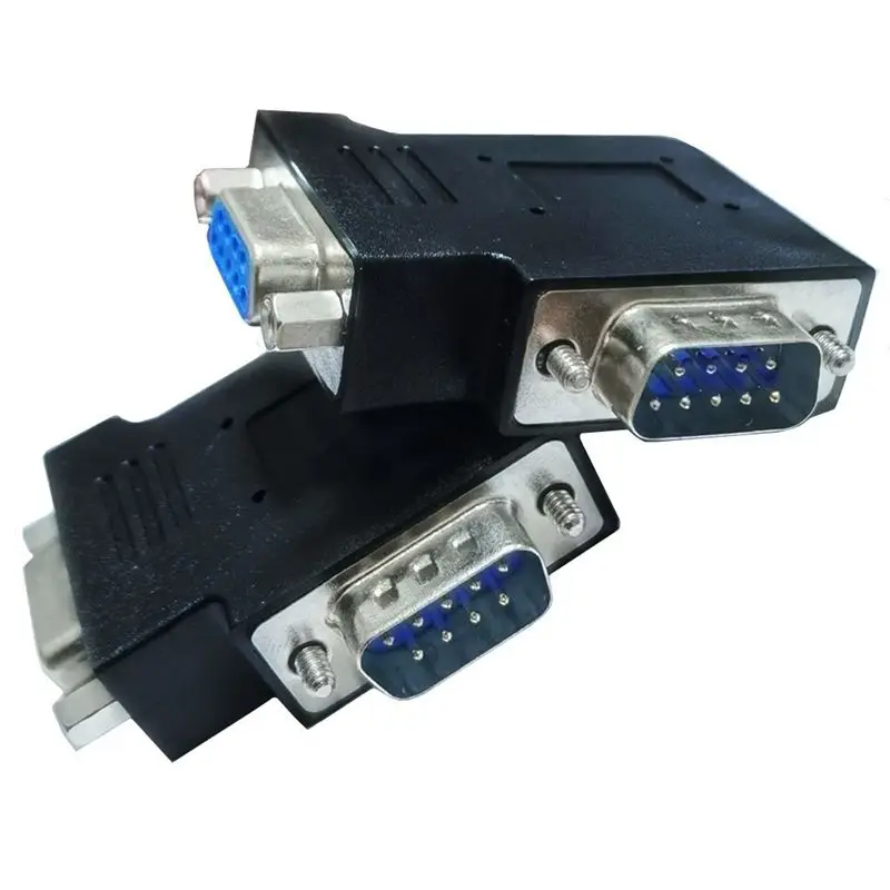 Conector de par macho hembra RS232 DB9P, puerto serie DB9, ángulo curvo de 90 grados, adaptador macho hembra de 9 pines en lados izquierdo y derecho - imagen 4