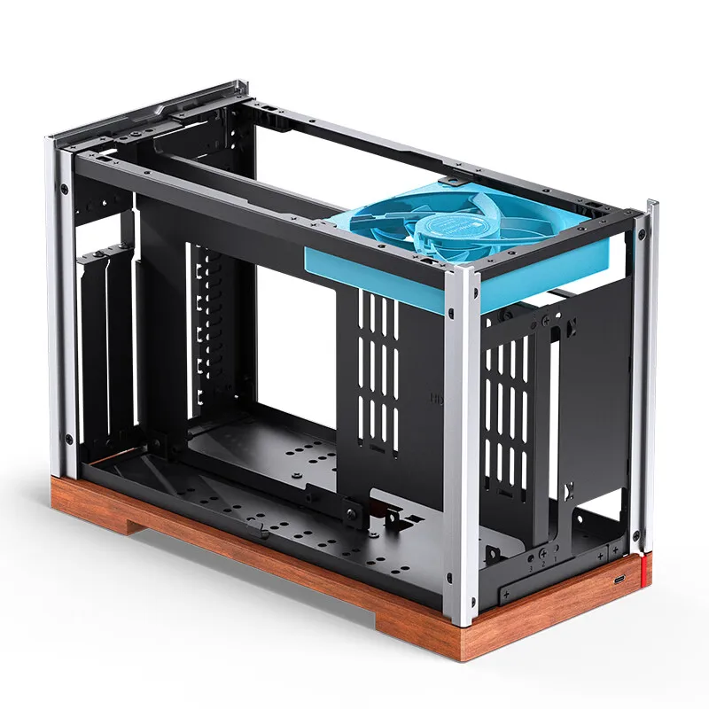 JONSBO T9 ITX Aluminum Computer Case Black Walnut Solid Wood Lightweight A4 Left And Right Divided Compartment Structure - imagen 5