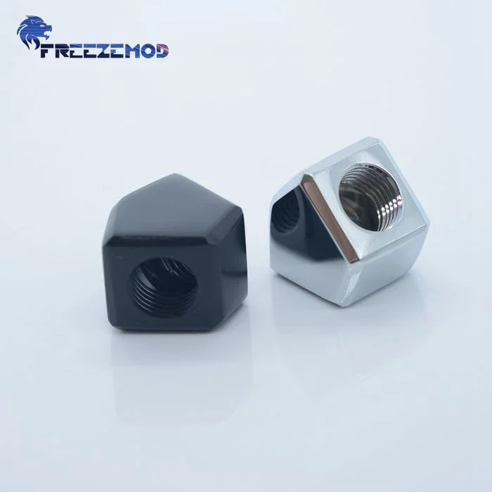 FREEZEMOD Adaptador interno doble de ángulo de 45 grados para computadora Adaptador de refrigeración por agua Codo Negro Plata BSNWT-D45 - imagen 2