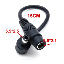 1 Uds CCTV DC enchufe de alimentación 5,5mm x 2,5mm macho ángulo recto a 5,5mm x 2,1mm adaptador hembra Cable adaptador de extensión para LED