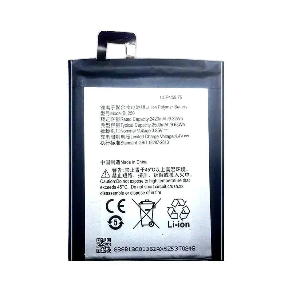 Para Lenovo Vibe S1 S1c50 S1a40 batería de teléfono móvil de alta capacidad 2420Mah reemplazo Premium BL250 - imagen 2