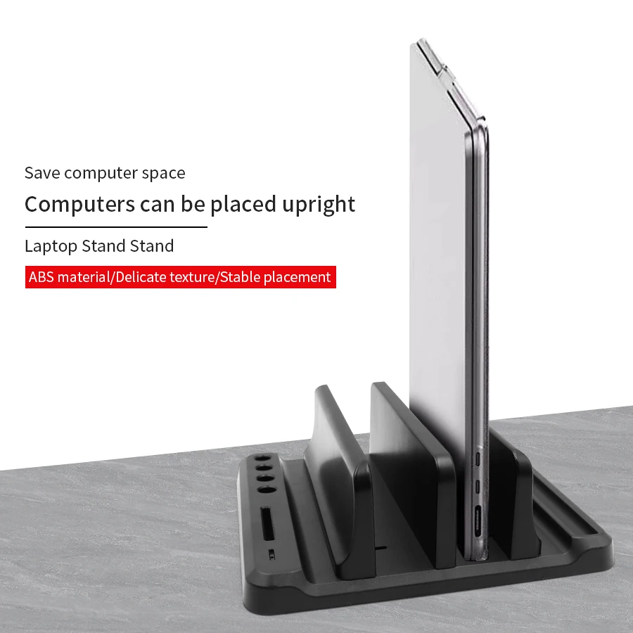 Soporte Vertical para ordenador portátil, soporte de plástico para tableta/Macbook/teléfono, base ajustable para portátil de escritorio, accesorio para ahorrar espacio para tableta - imagen 3