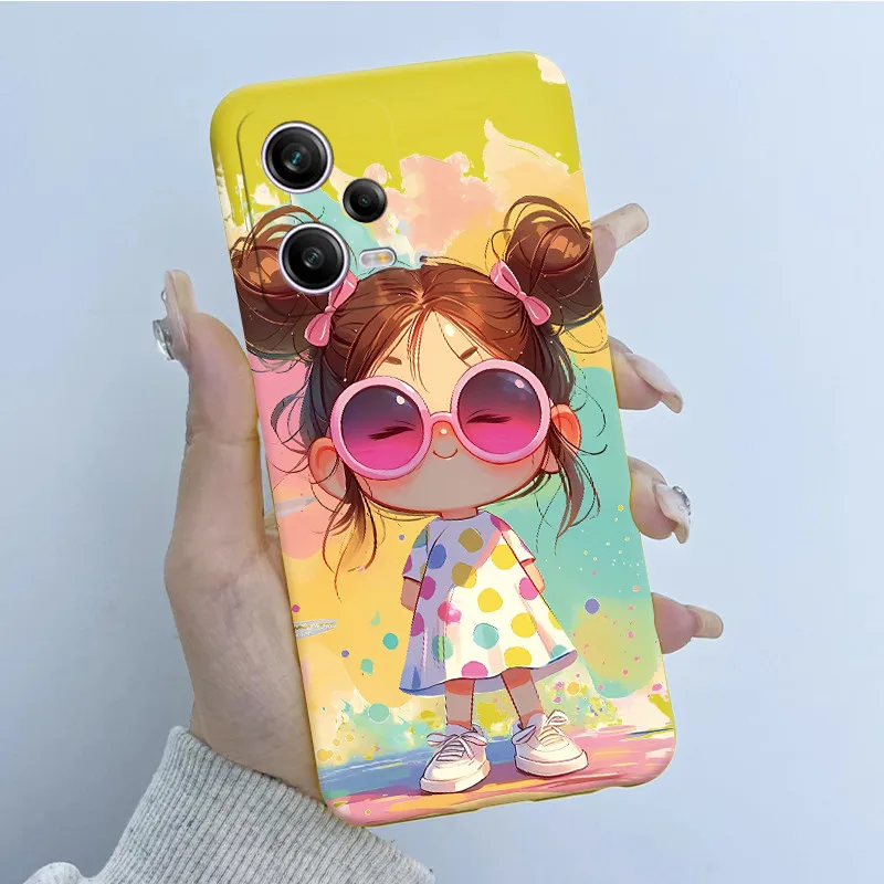Para Redmi Note 12 Pro Plus 5G funda de teléfono diseño de niña de las flores carcasa trasera de silicona suave TPU para Redmi Note12 Pro 12Pro + 5G - imagen 2