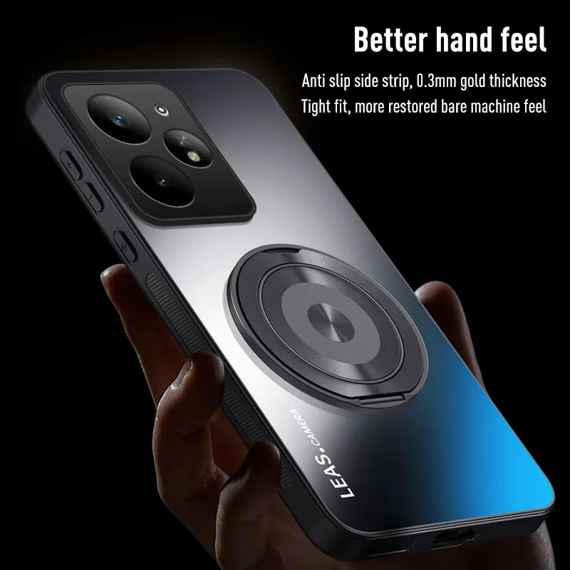 Funda con soporte magnético para Realme Neo7 Turbo, nueva sensación de piel mate, protección de lente AG, cubierta dura trasera para teléfono Realme Neo7 Turbo - imagen 4
