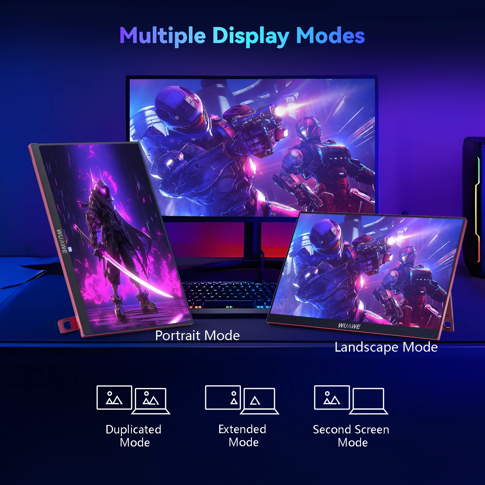 2024 nuevo diseño 16 pulgadas 120hz Monitor de juego portátil para ordenador portátil, WUAWE 1200P LCD colorido FHD ordenador segunda pantalla externa - imagen 3