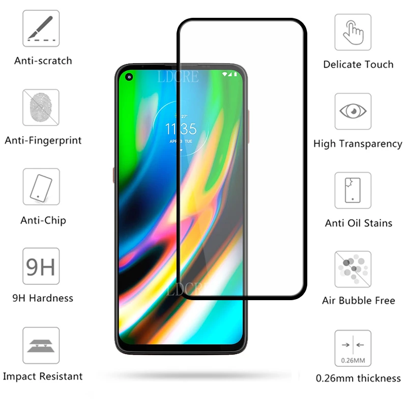 4 en 1 para Motorola Moto G9 Plus Glass para Moto G9 Plus Vidrio templado Full Glue HD Protector de pantalla para Moto G9 Plus Lens Glass - imagen 3
