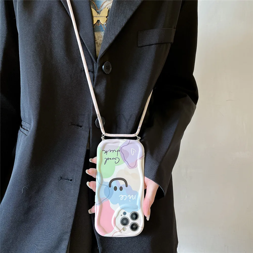 Funda de teléfono de dibujos animados con cordón cruzado Xiaomi Redmi Note 14 Pro 5G Note 14 Pro Plus 14C POCO X7 14T Pro cubierta de correa de collar de cuerda - imagen 5
