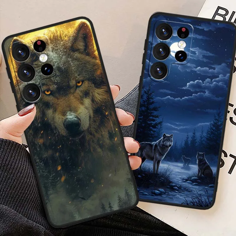 Wolf Art Pattern Cover For Samsung Galaxy Note 20 10 9 8  A24 A34 M13 M31 M32 M52 M62 Ultra Lite Black Phone Case - imagen 2